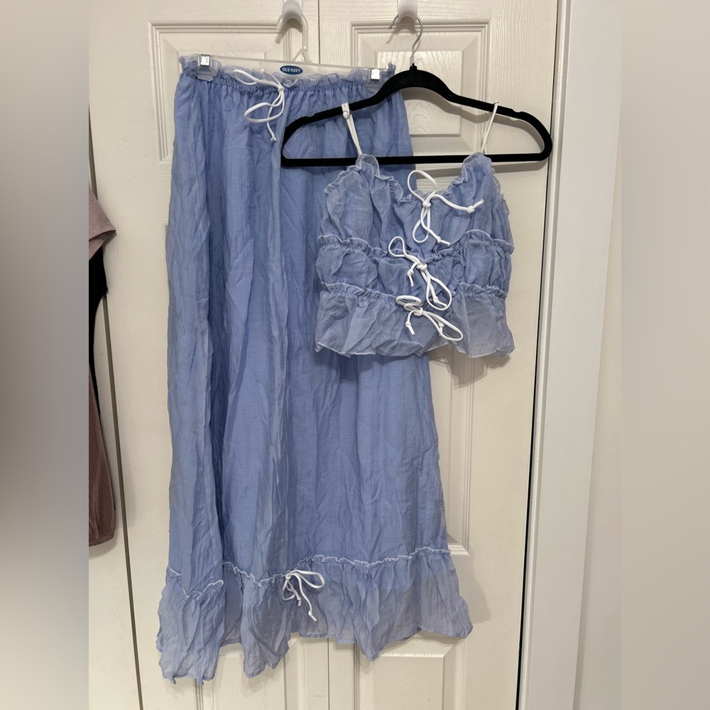 NWOT Blue Ruffled Skirt Set (Amazon)
